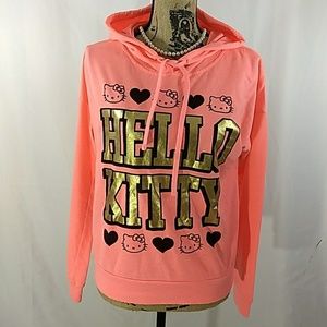 Hello Kitty hot peach coral orange hoodie Medium
